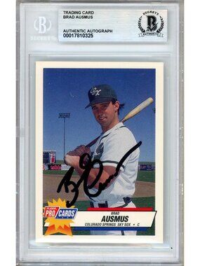 Brad Ausmus Signed 1993 Fleer ProCards #3088 Sky Sox Beckett BAS Slabbed Auto